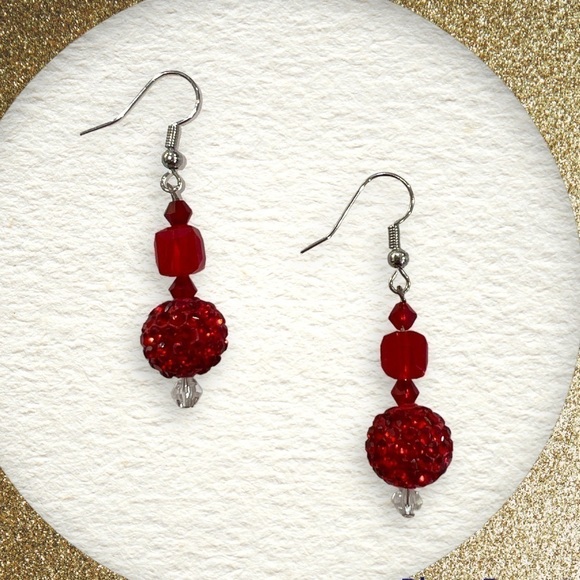 Pave Crystal Ball Drop Earrings - Picture 2 of 4